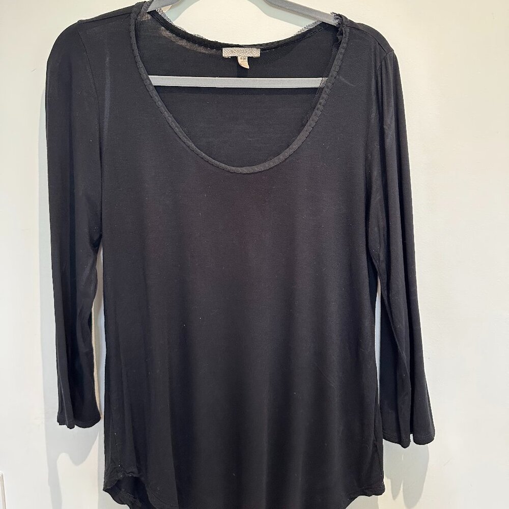 Bordeaux Anthropologie Black Long Sleeve Top
